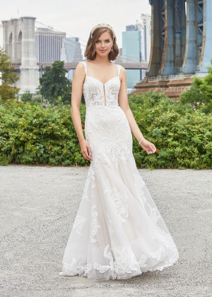 Beaded Ivory Lace Tulle Butterfly Back Unique Wedding Dress